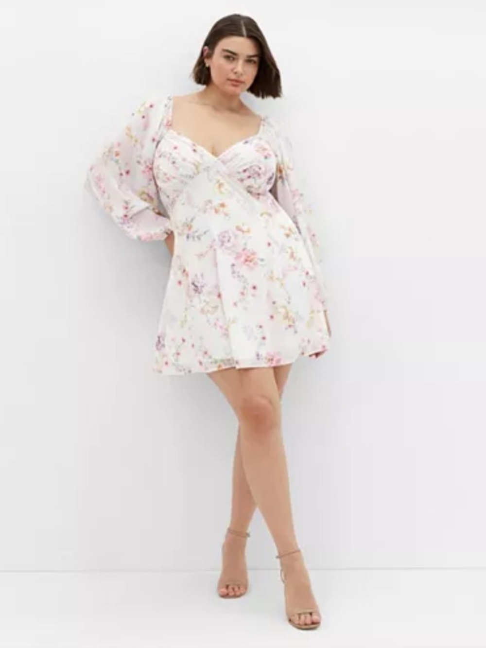 NWOT City Chic White Floral Mini Dress